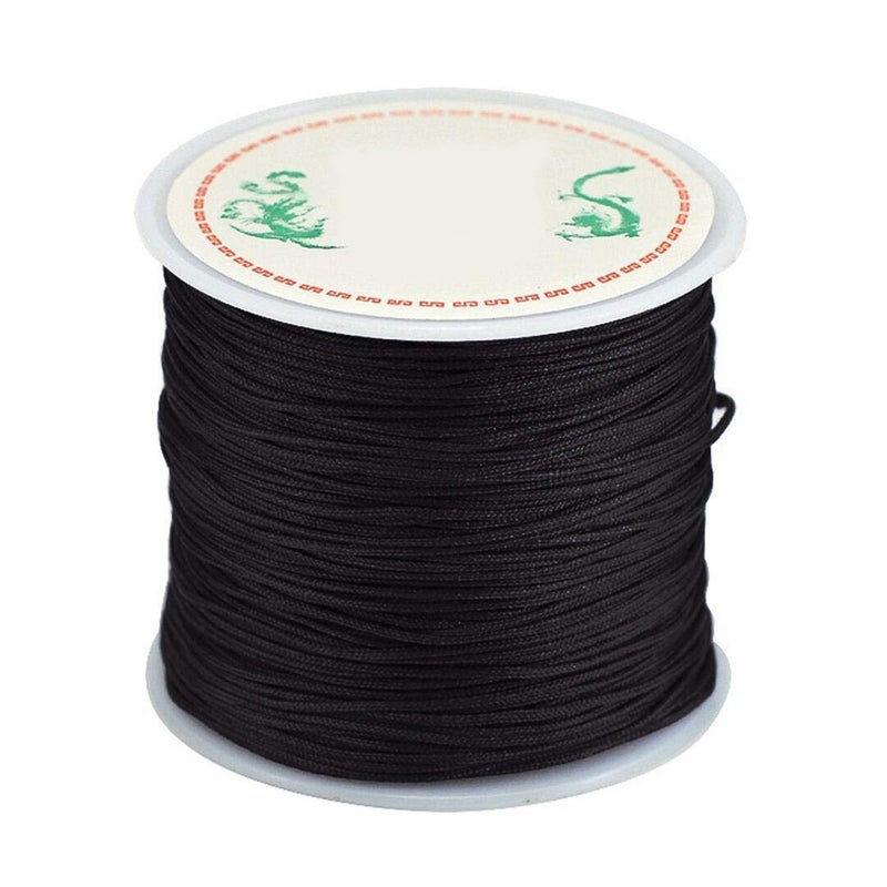 Mayitr 0.8mm Nylon Cord, Thread Chinese Knot Macrame Rattail Bracelet Braided String (Black) - Image 1